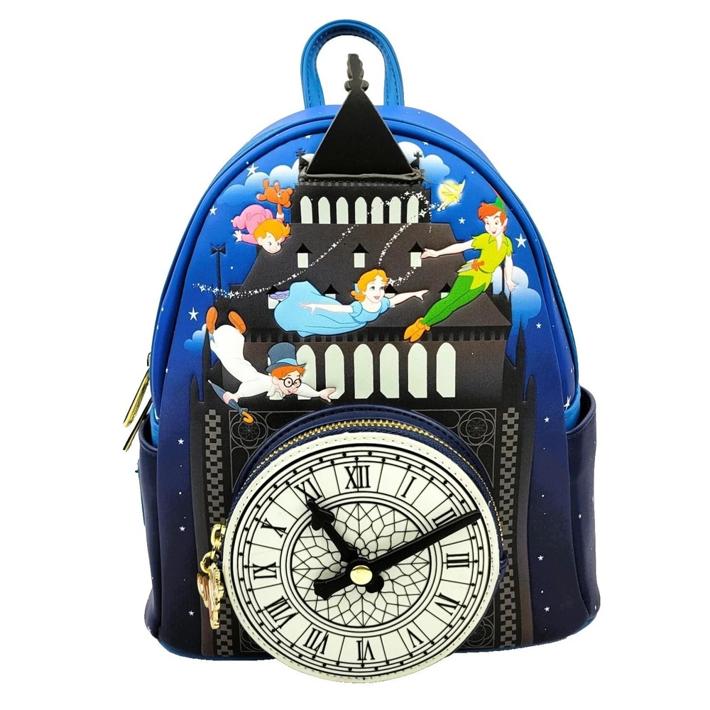 Loungefly Disney PETER PAN Glow In The Dark Clock Mini Backpack New Tinkerbelle